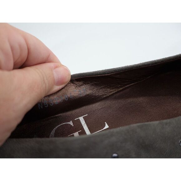 AGL Italy Ballet Flat Women Size 37 7 Gray Suede Grommet Leather Comfy - Picture 12 of 12